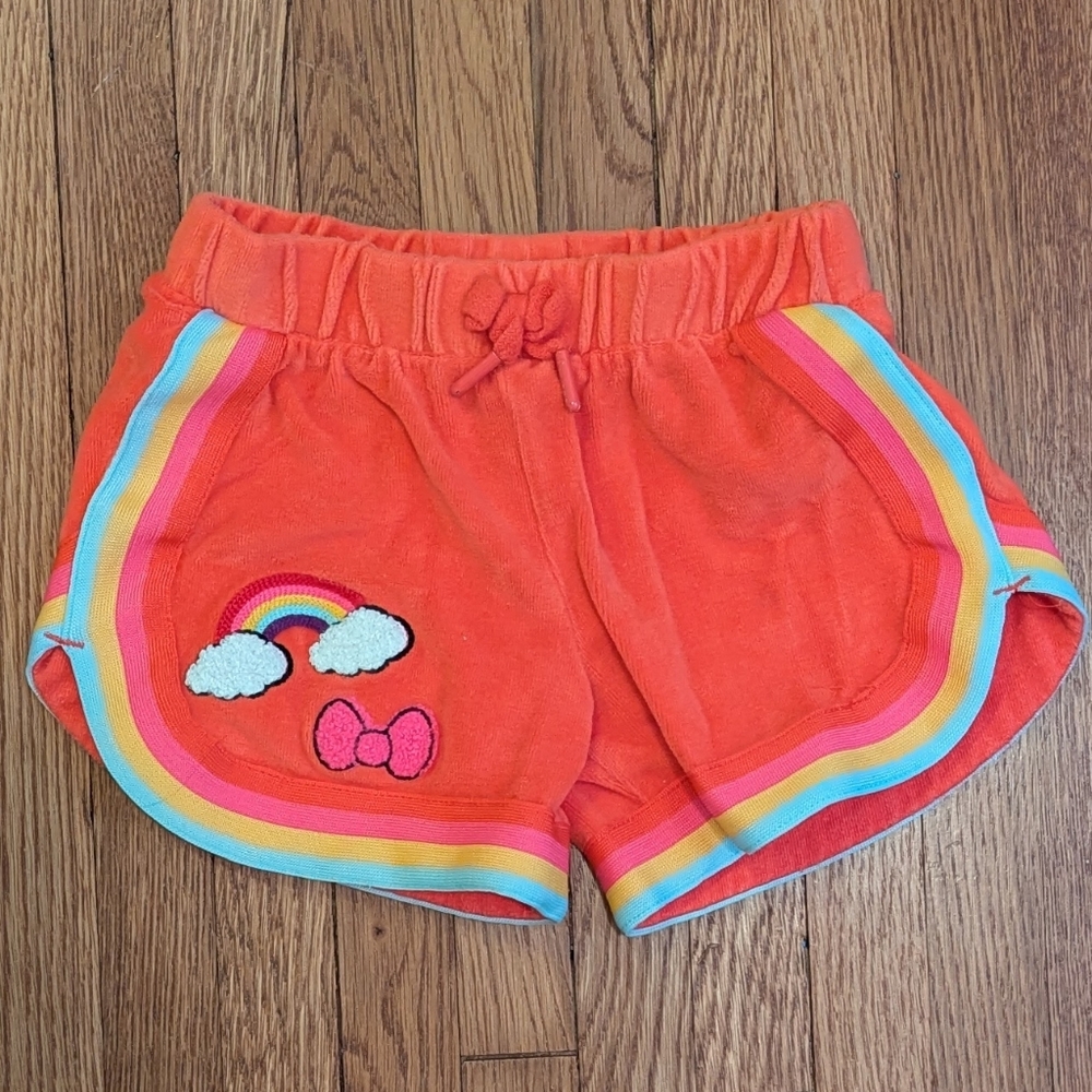 Disney Orange Terry Shorts with Rainbow Accent
